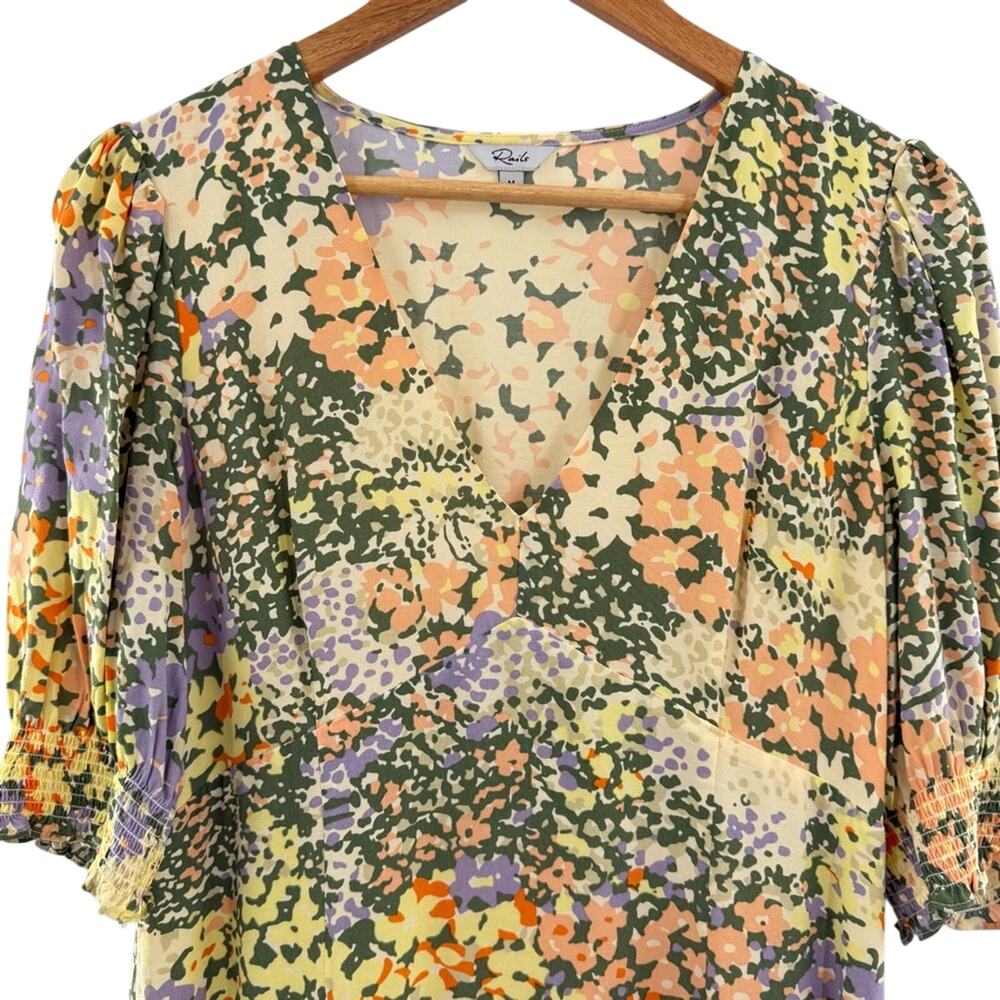 Rails Roma Gardenia Romantic Floral Lightweight V-Neck Mini Dress Size Medium - Picture 3 of 15
